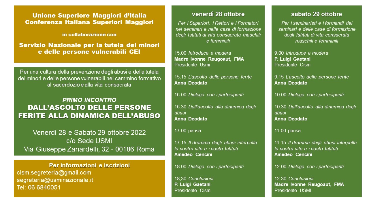 programma incontro CISM-USMI 28 e 29 ottobre 2022